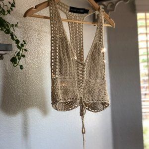 LF House of Three crochet tie festival top